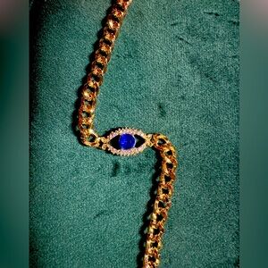 Gold Chain Evil Eye Pendant Bracelet